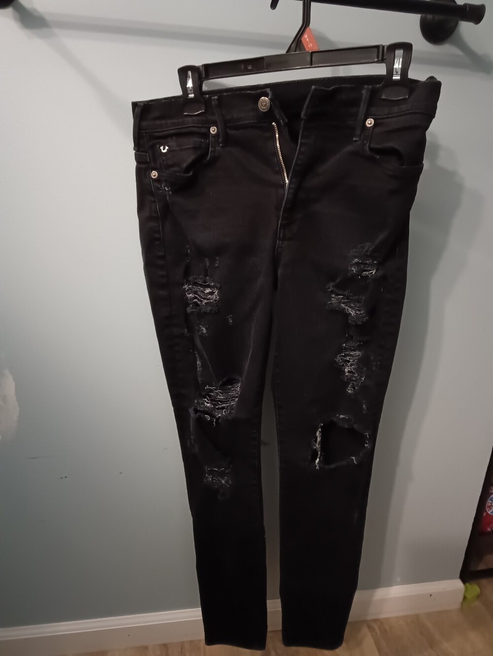 True Religion Black Distressed Skinny Jeans